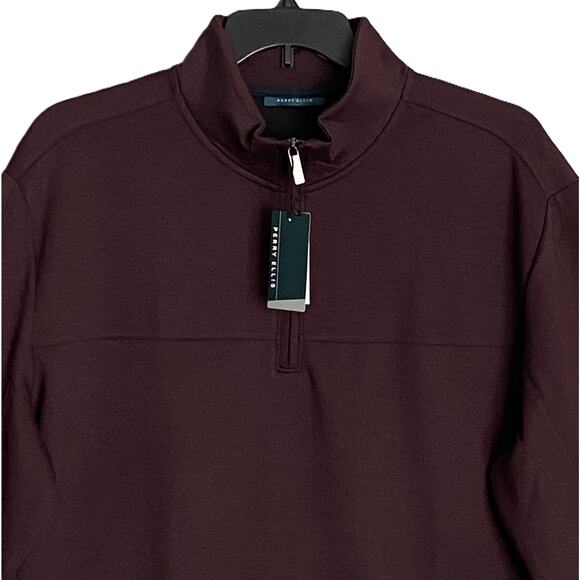Perry Ellis Men's XLT Big & Tall 1/4 Zip Pullover Sweatshirt Dark Red NEW - Picture 3 of 10